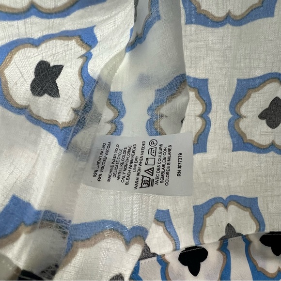 Ann Taylor Geo Linen Blend Sleeveless Boxy Fit Cropped Tank - Picture 6 of 8